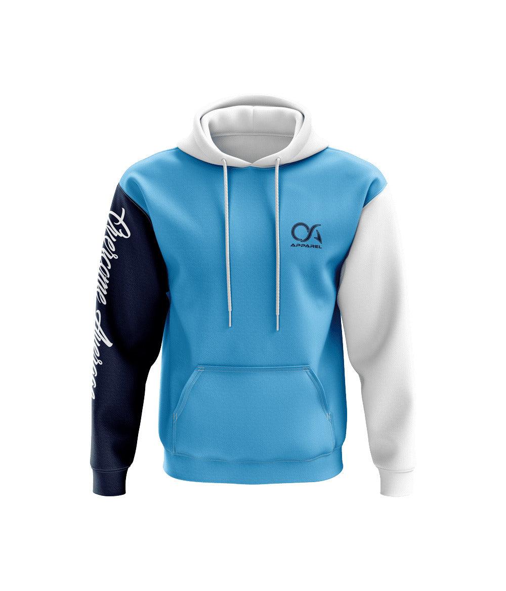 Overcome Average Fleece Hoodie - Carolina/White/Navy - Smash It Sports