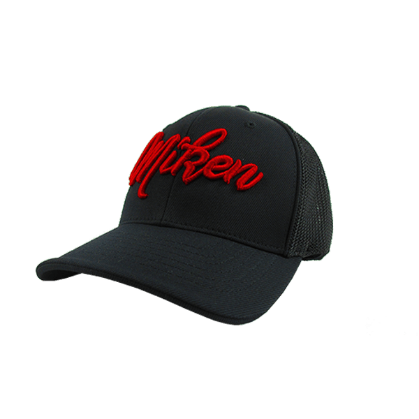 Miken Hat by Pacific (404M) ALL BLACK/ RED SCRIPT - Smash It Sports