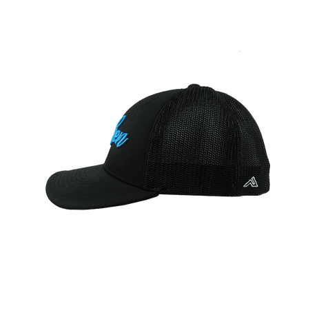 Miken Hat by Pacific (404M) All Black/Electric Blue Script - Smash It Sports