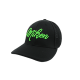 Miken Hat by Pacific (404M) All Black/Neon Green Script - Smash It Sports