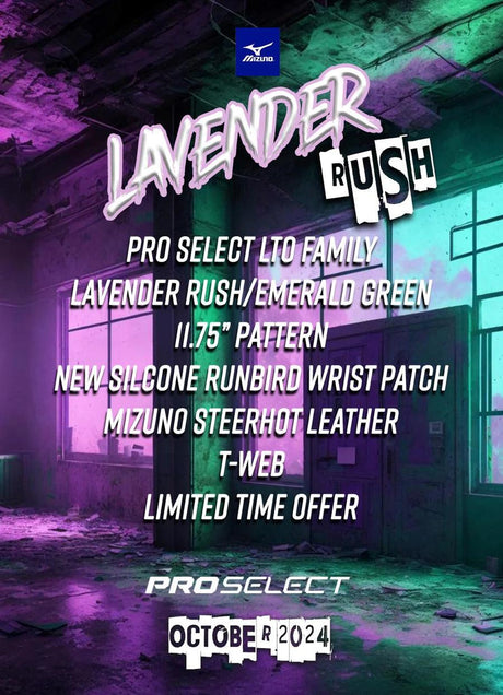 Mizuno Limited Edition Pro Select Lavender Rush 11.75" Baseball Fielding Glove - GPS-50D - Smash It Sports