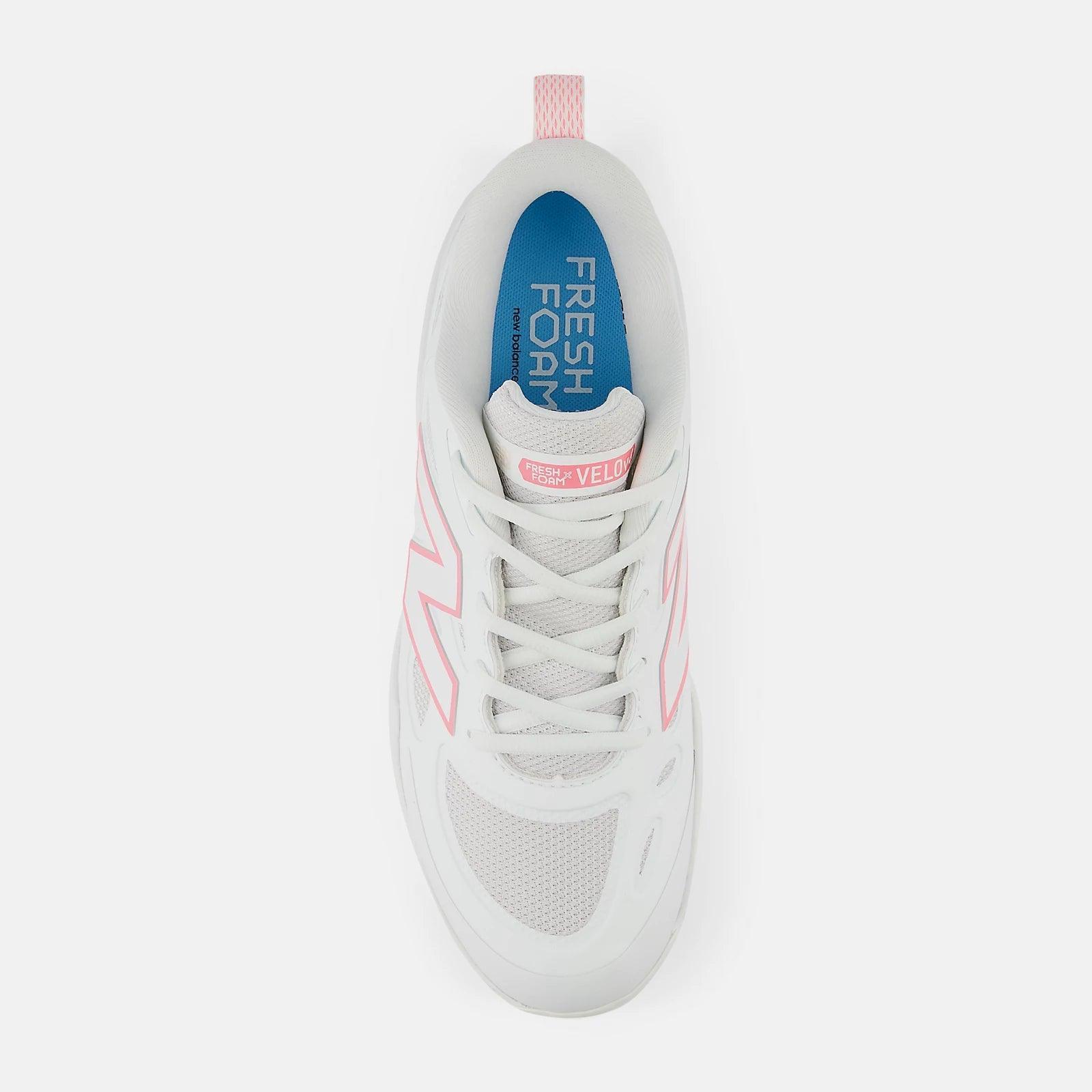 New Balance Women's Fresh Foam X Velo v4 Molded Softball Cleats - White with Ultra Pink SPVELOM4 - Smash It Sports
