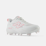 New Balance Women's Fresh Foam X Velo v4 Molded Softball Cleats - White with Ultra Pink SPVELOM4 - Smash It Sports