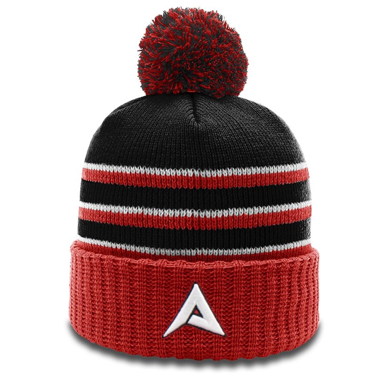 Anarchy New Logo Beanie #134 with Pom (Black/Red/White)