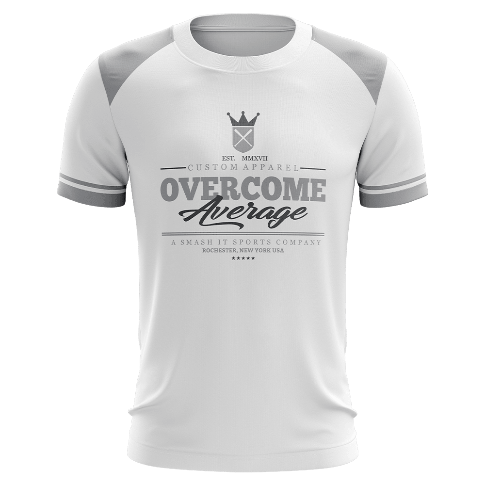 Overcome Average Short Sleeve Shirt - Emblem (White/Grey) - Smash It Sports