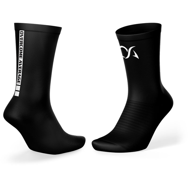 Overcome Average Performance Sports Socks - Black/White - Smash It Sports