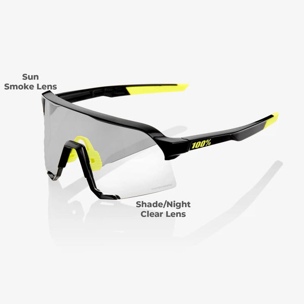 100 Percent Sunglasses - S3 - Gloss Black - Photochromic Lens - Smash It Sports