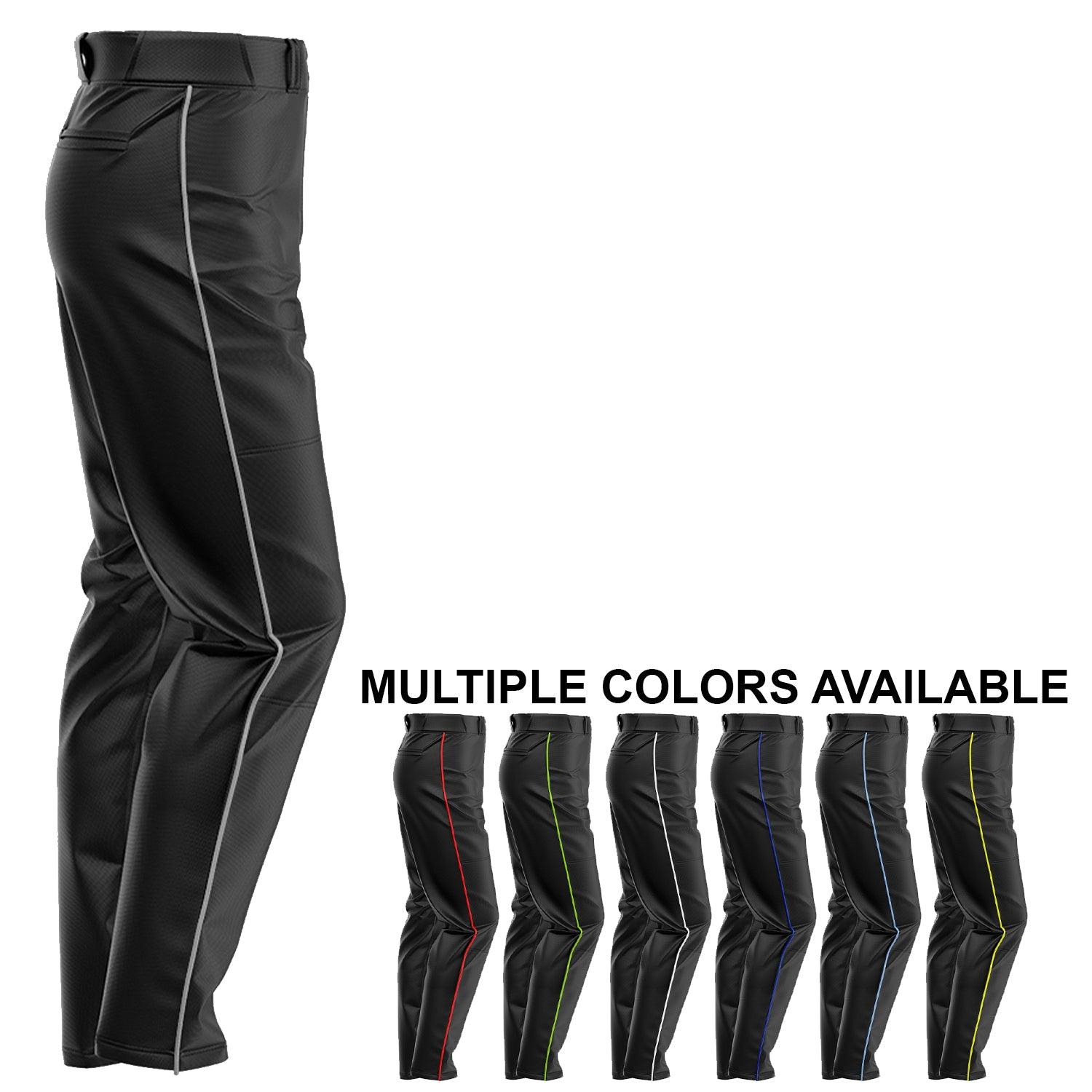 SIS Pro-Line Softball/Baseball Game Pants (Black with Colored Piping) - Smash It Sports