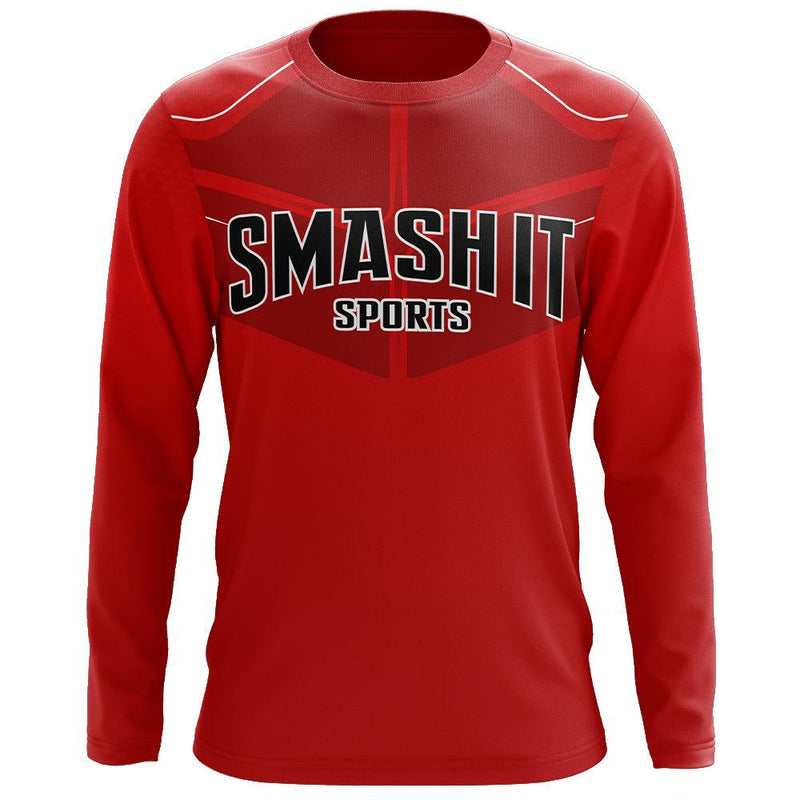 Smash It Sports Long Sleeve Shirt - Smash Logo (Red/Black) - Smash It Sports