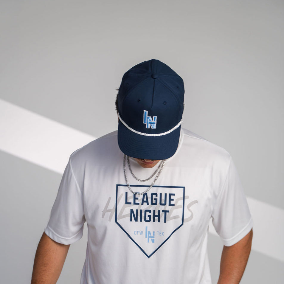 League Night Heroes Classic Rope Snapback Hat - Navy/Columbia