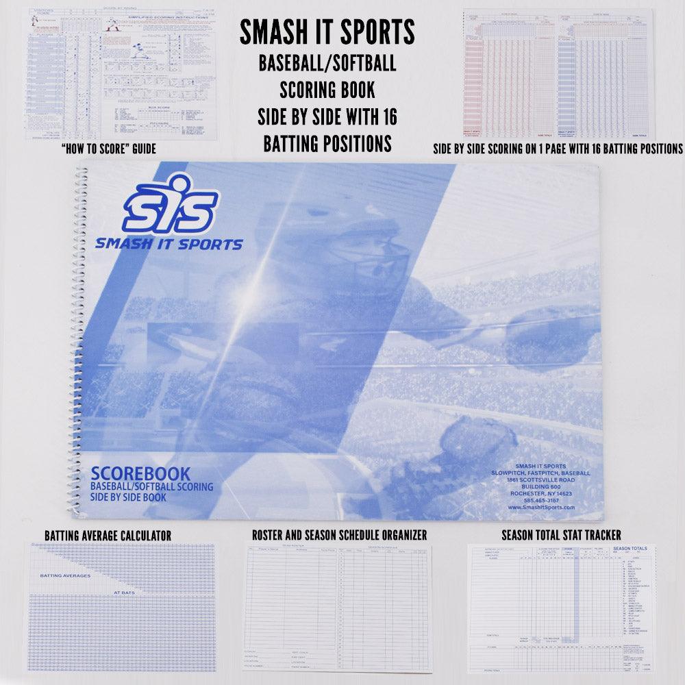 SIS Baseball/Softball Score Book (Side by Side 16 Position) - Smash It Sports