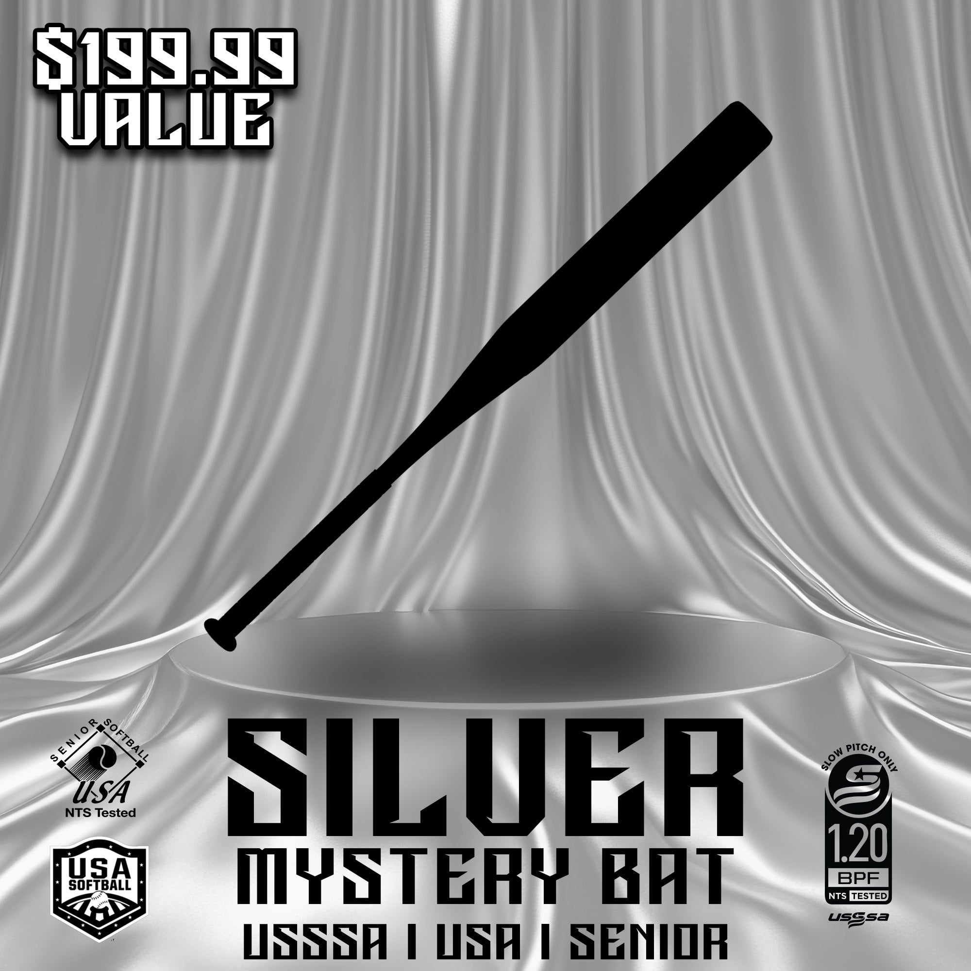 Silver Mystery Slowpitch Bat (USSSA, USA, and Senior)