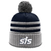 Smash It Sports Beanie #134 with Pom (Navy/Grey/White)