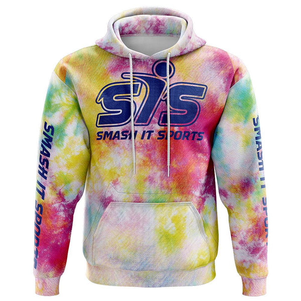 Smash It Sports Core Fleece Hoodie - Faded Rainbow Tie Dye - Ladies - Smash It Sports