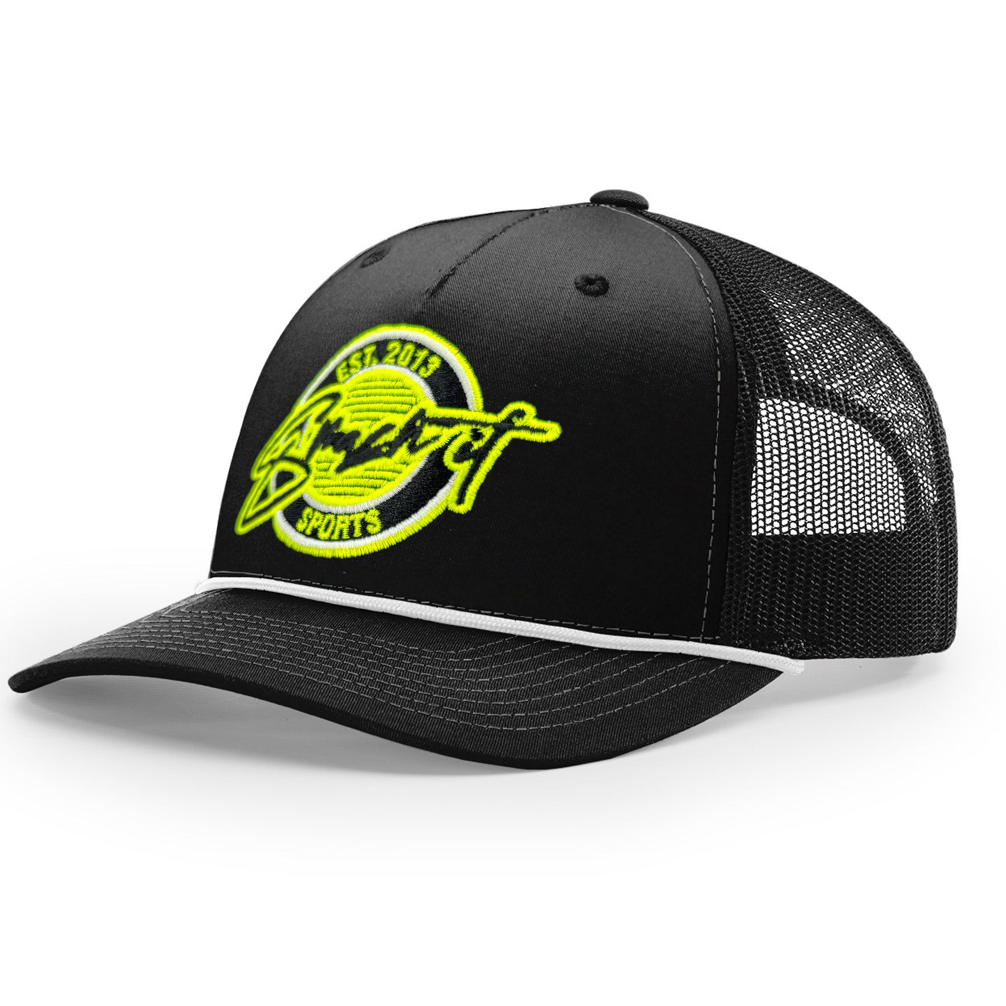 Smash It Sports Classic Rope Trucker Hat - Black/White/Optic