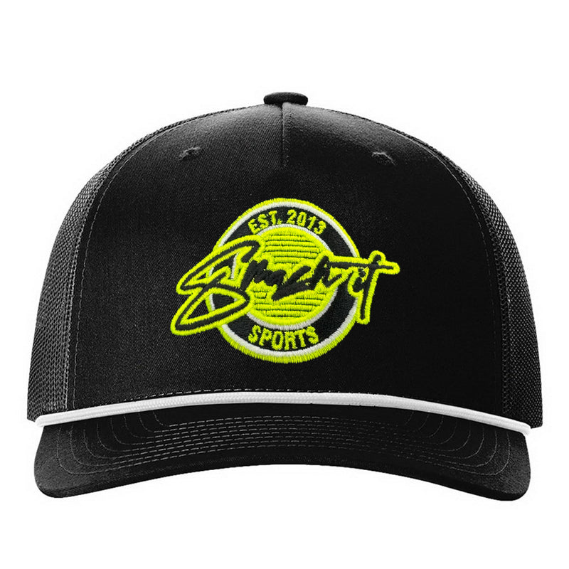 Smash It Sports Classic Rope Trucker Hat - Black/White/Optic