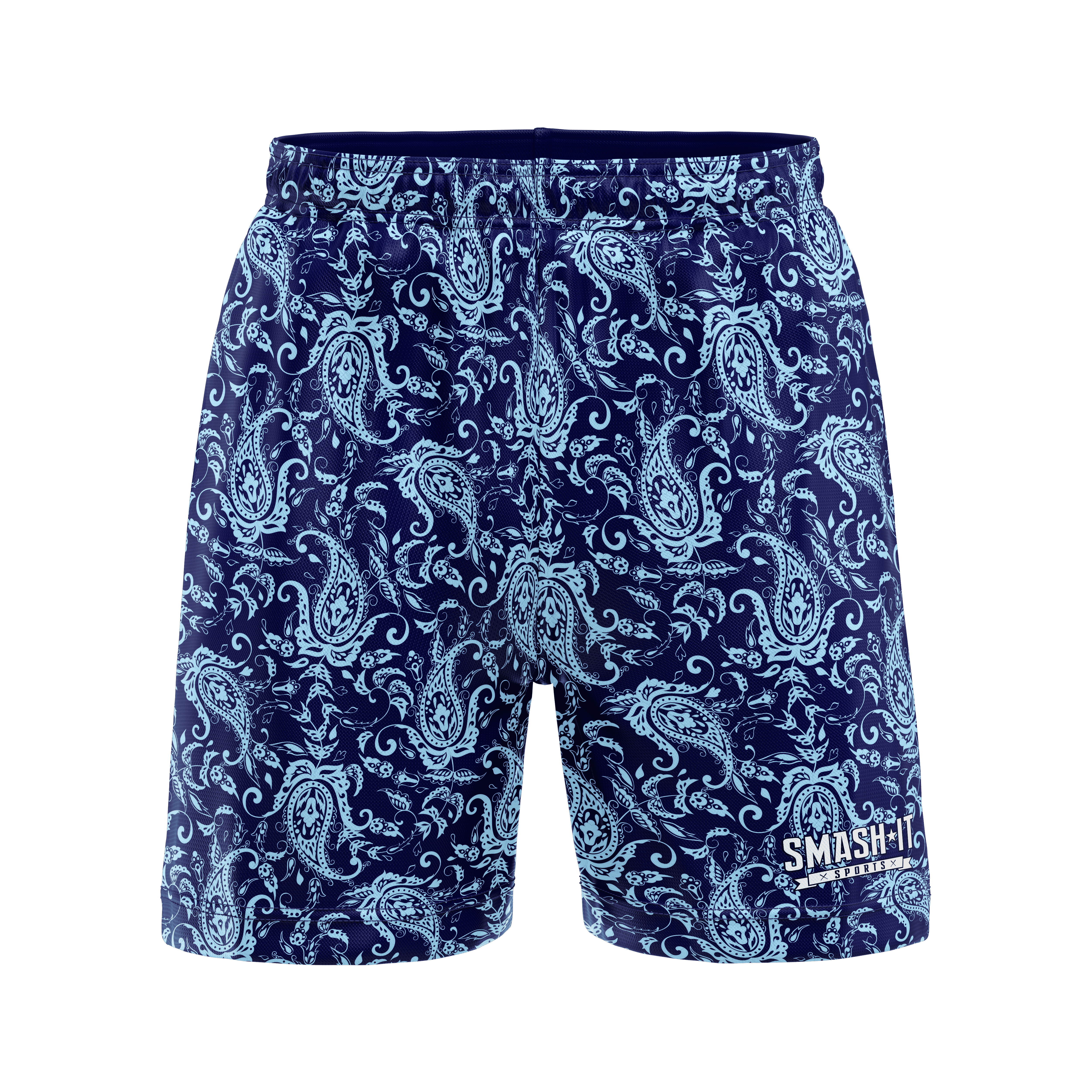 Smash It Sports Mesh Shorts - Paisley Navy/Carolina