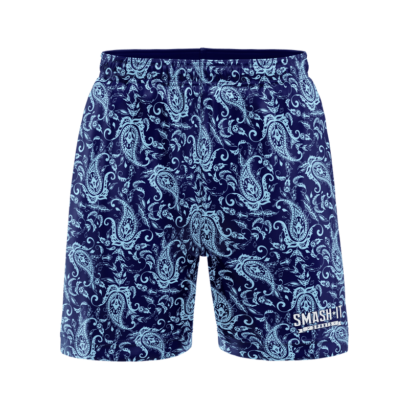 Smash It Sports Mesh Shorts - Paisley Navy/Carolina