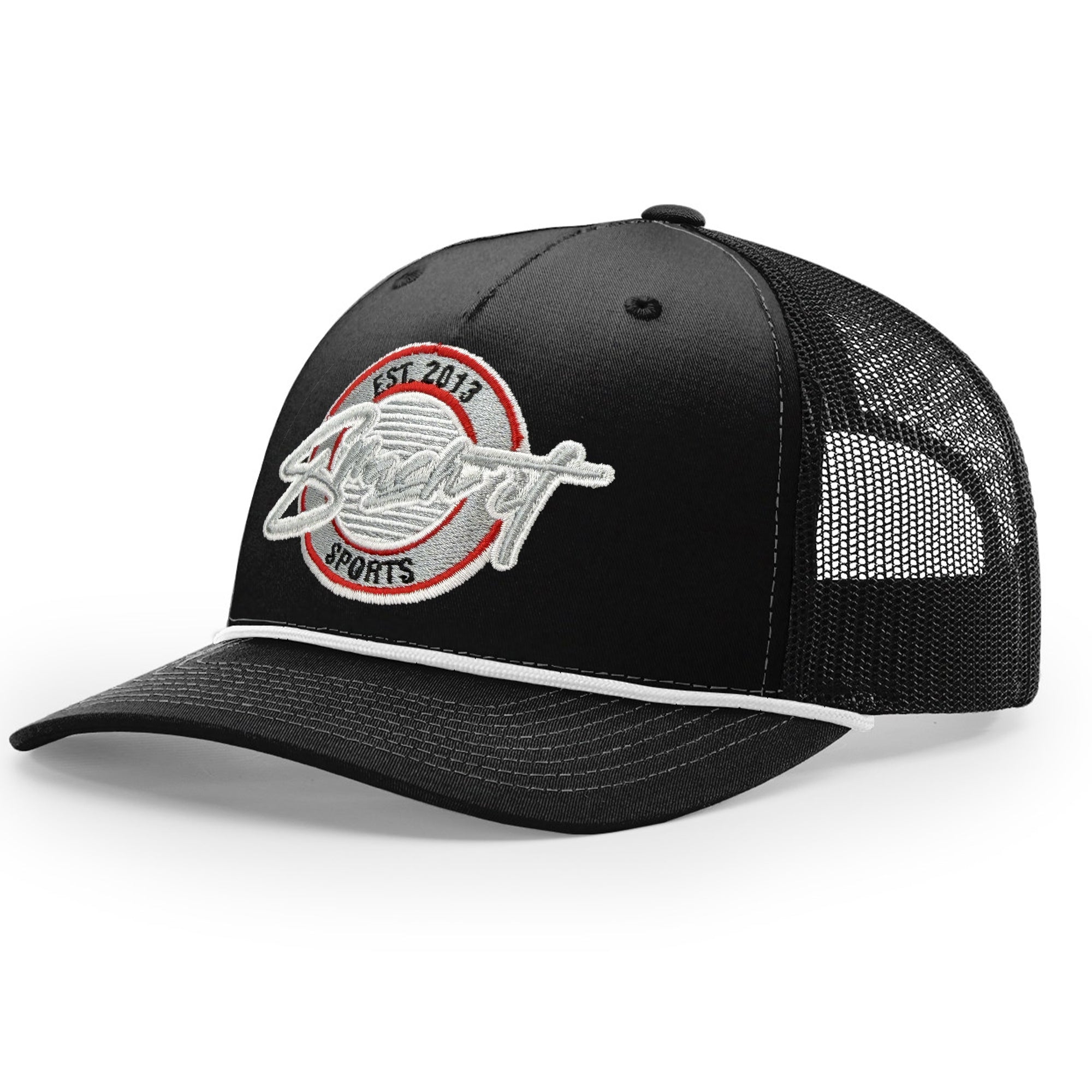 Smash It Sports Classic Rope Trucker Hat - Black/Grey/Red