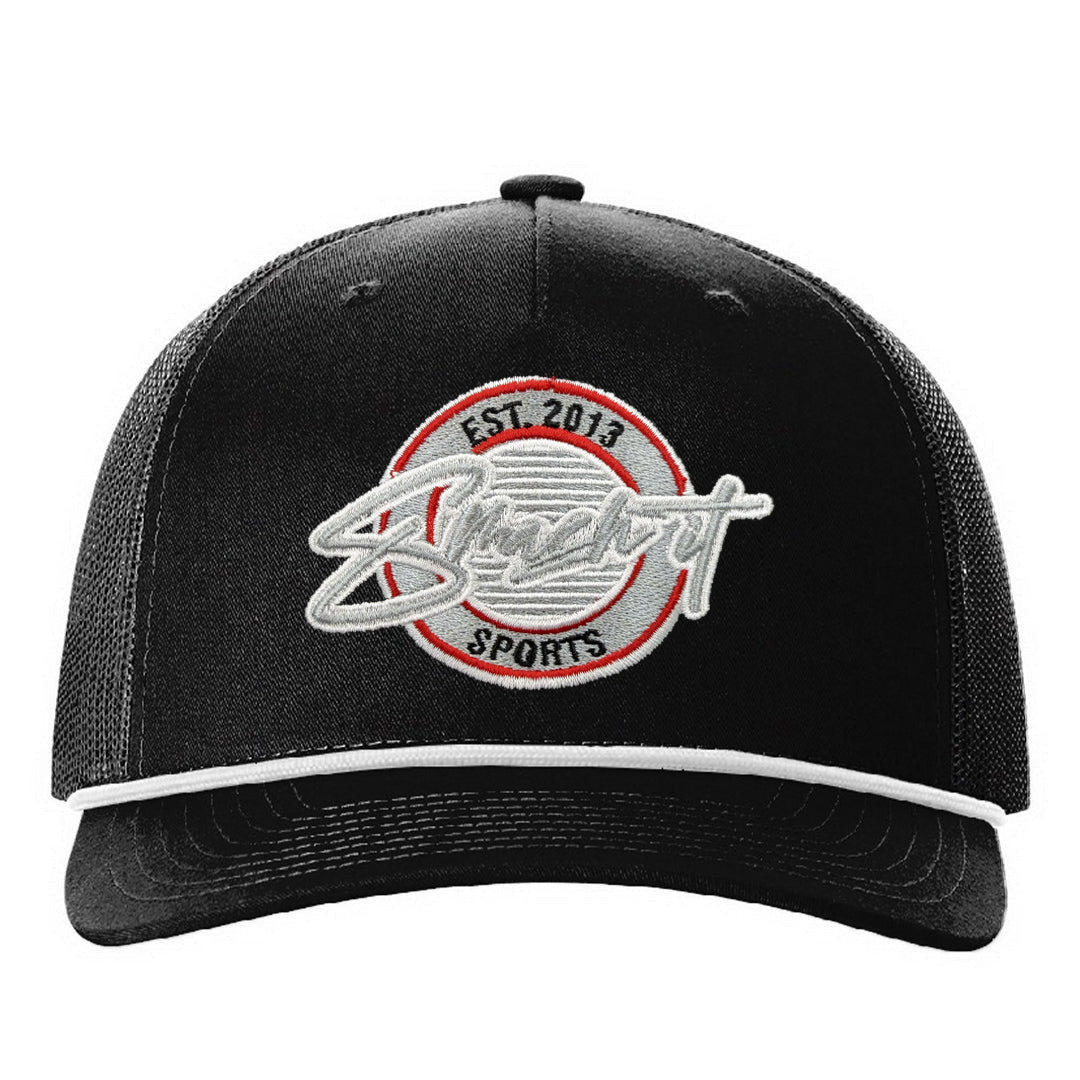 Smash It Sports Classic Rope Trucker Hat - Black/Grey/Red