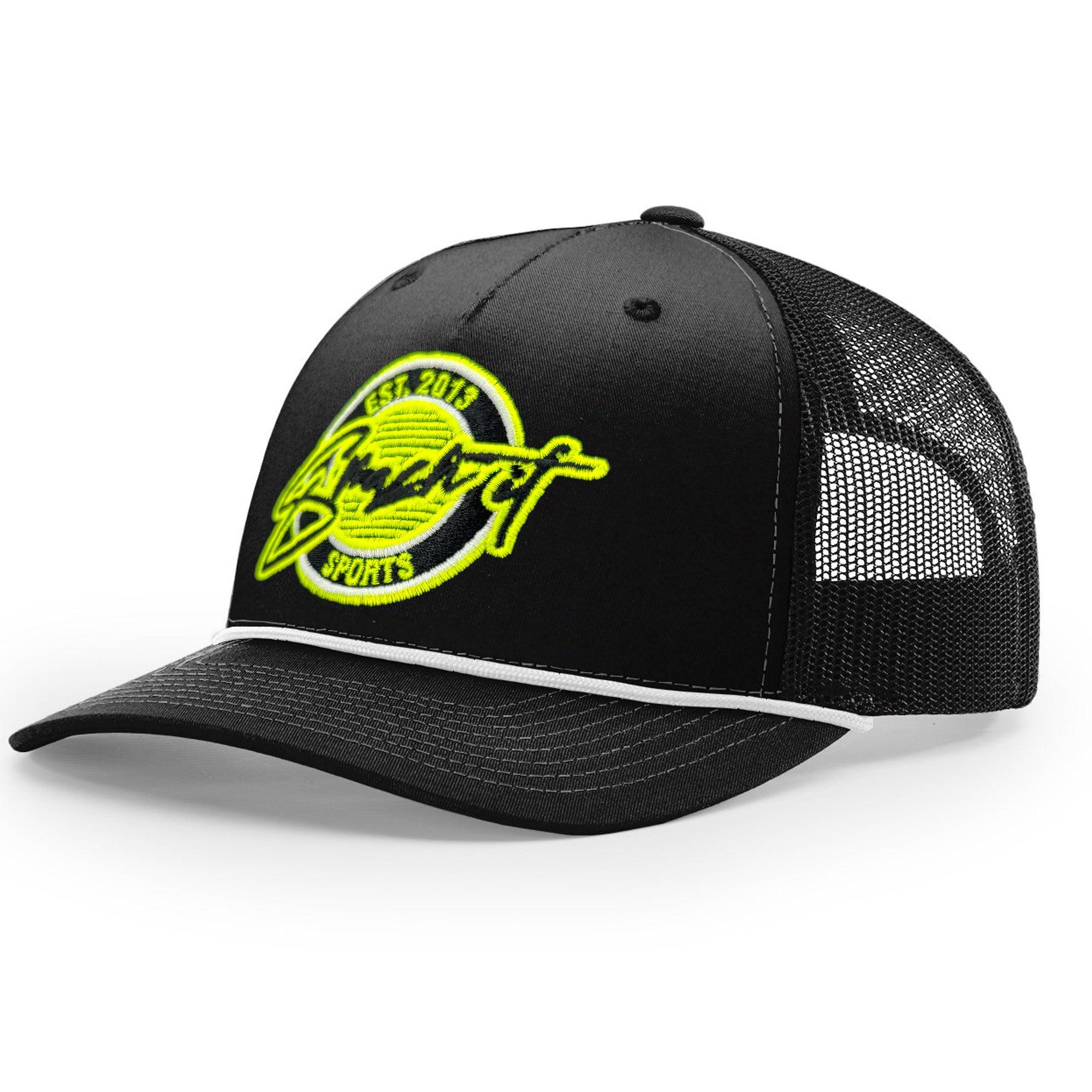 Smash It Sports Classic Rope Trucker Hat - Black/White/Optic - Smash It Sports