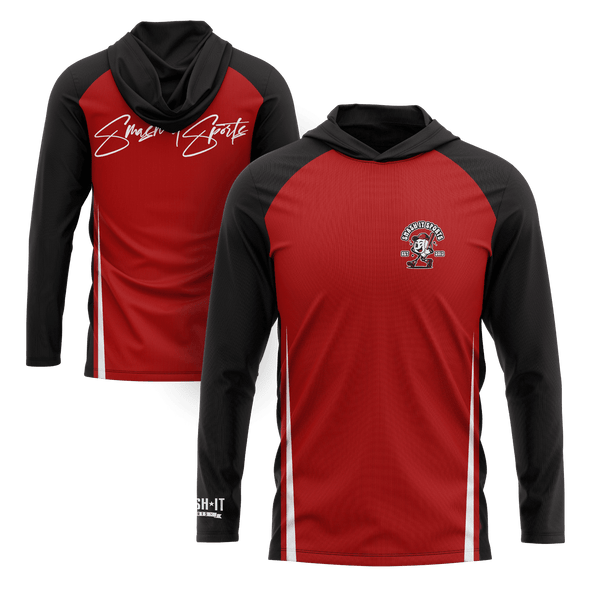 Smash It Sports Hooded Long Sleeve Tee - Red/Black - Smash It Sports