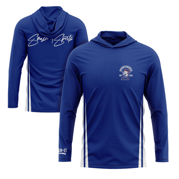 Smash It Sports Hooded Long Sleeve Tee - Royal Blue/White - Smash It Sports