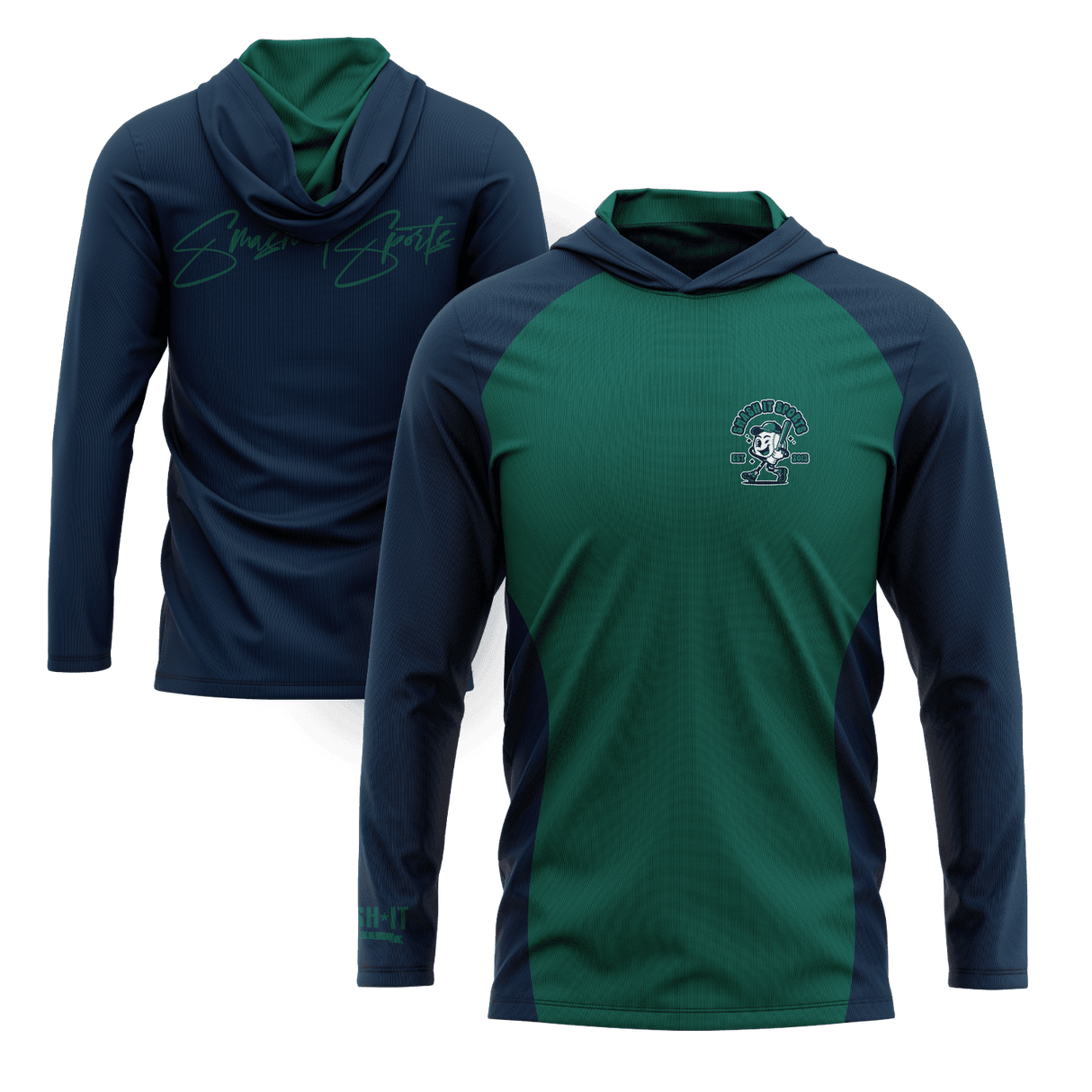 Smash It Sports Hooded Long Sleeve Tee - Teal/Navy - Smash It Sports