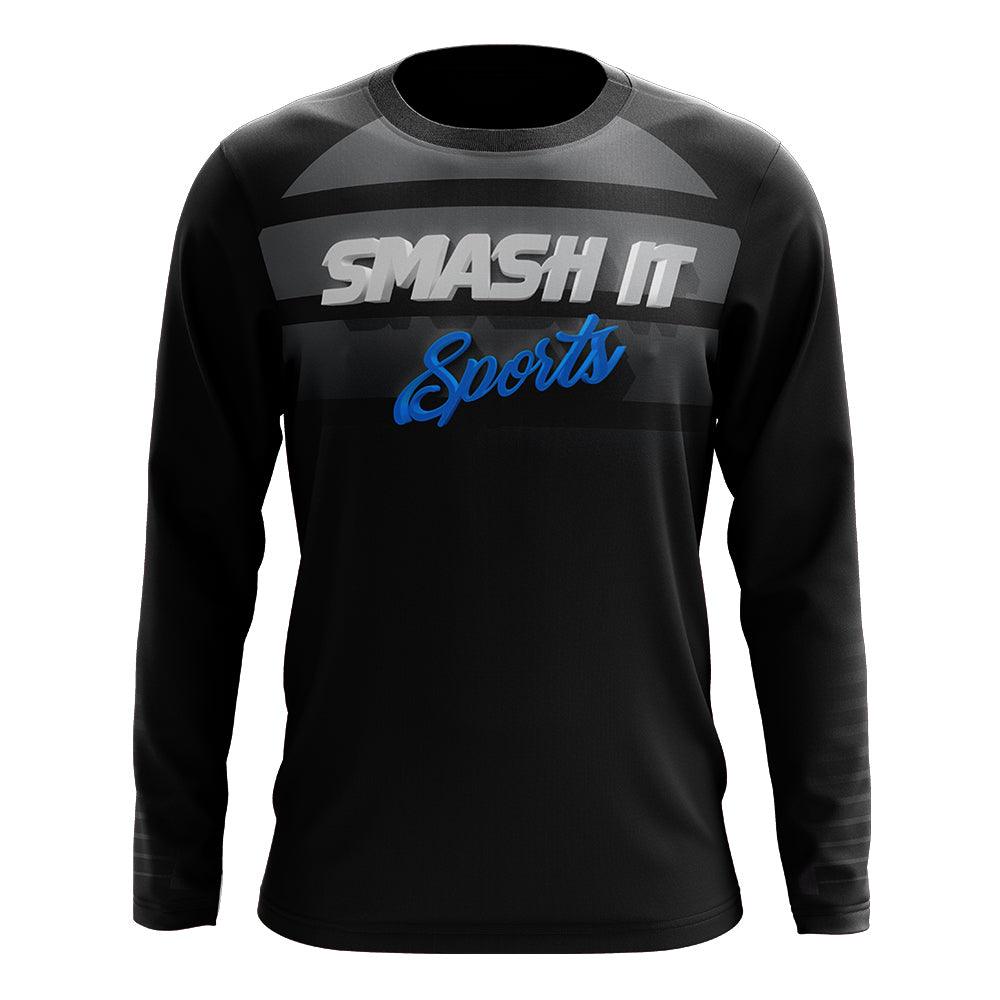 Smash It Sports Long Sleeve Shirt (Black/Grey Gradient Lines) - Smash It Sports