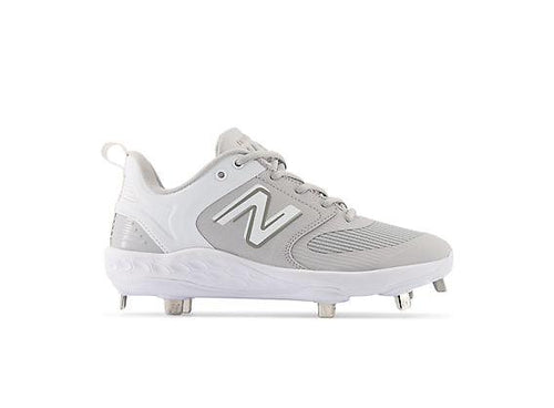 New Balance Women s VELO v3 Metal Fastpitch Softball Cleats Grey with White SMVELOG3