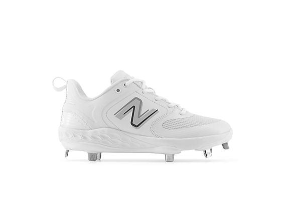 New Balance Women's VELO v3 Metal Fastpitch Softball Cleats - White with Rain Cloud - SMVELOW3 - Smash It Sports