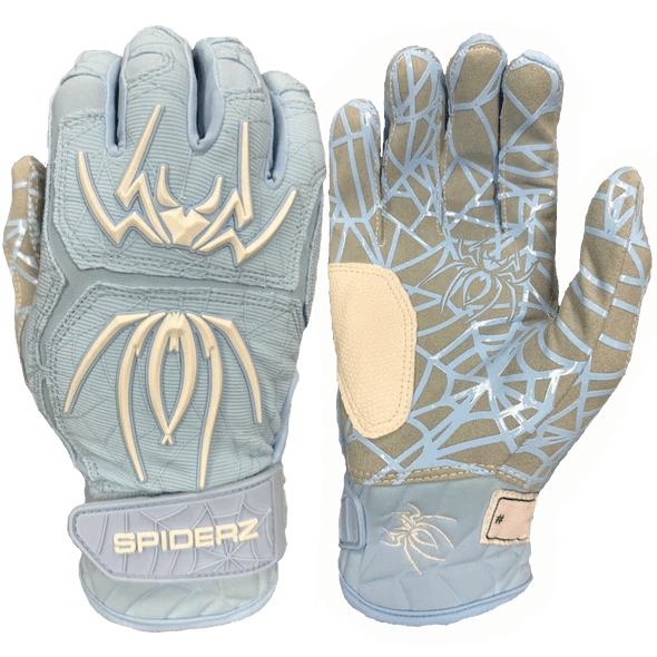 Spiderz HYBRID Batting Gloves - Columbia Blue/White - Smash It Sports