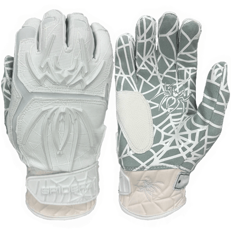 Spiderz HYBRID Batting Gloves - White/White - Smash It Sports