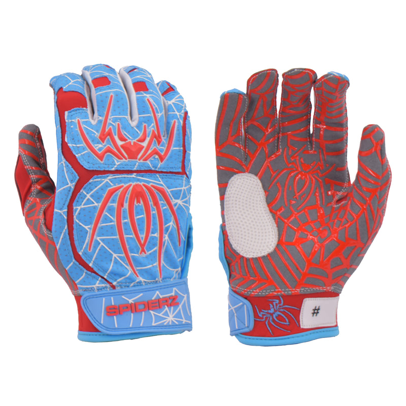 Spiderz HYBRID Limited Edition Batting Gloves - Columbia Blue/Red