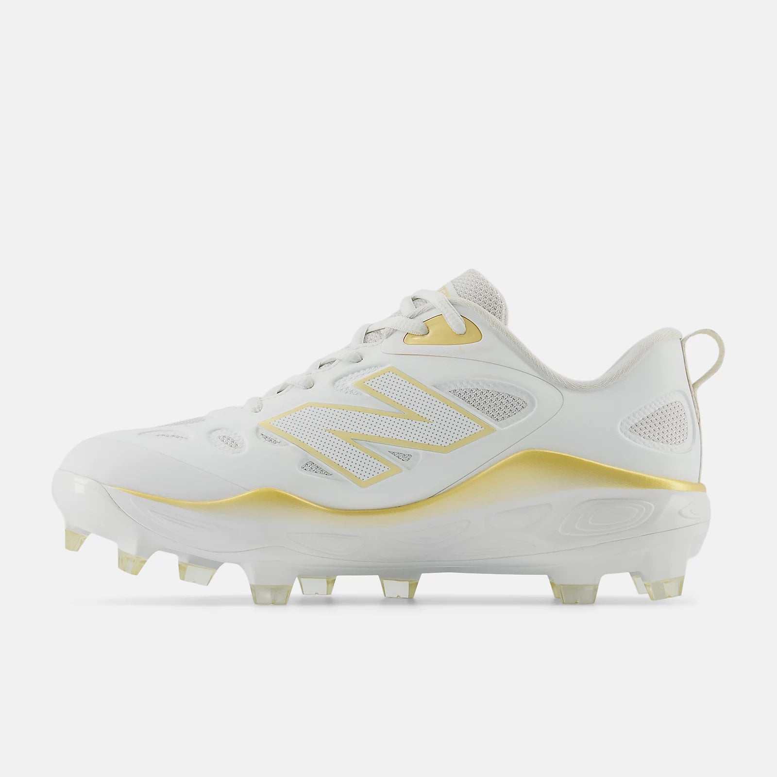 New Balance Women's Fresh Foam X Velo v4 Molded Softball Cleats - White/Gold SPVELOC4