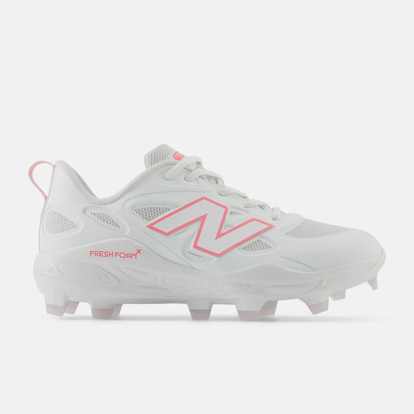 New Balance Women's Fresh Foam X Velo v4 Molded Softball Cleats - White with Ultra Pink SPVELOM4