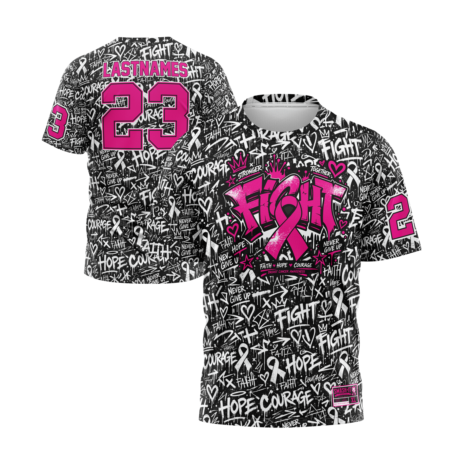 2026 Smash It Sports Breast Cancer Awareness Short Sleeve Jersey (Customized Buy-In) Graffiti