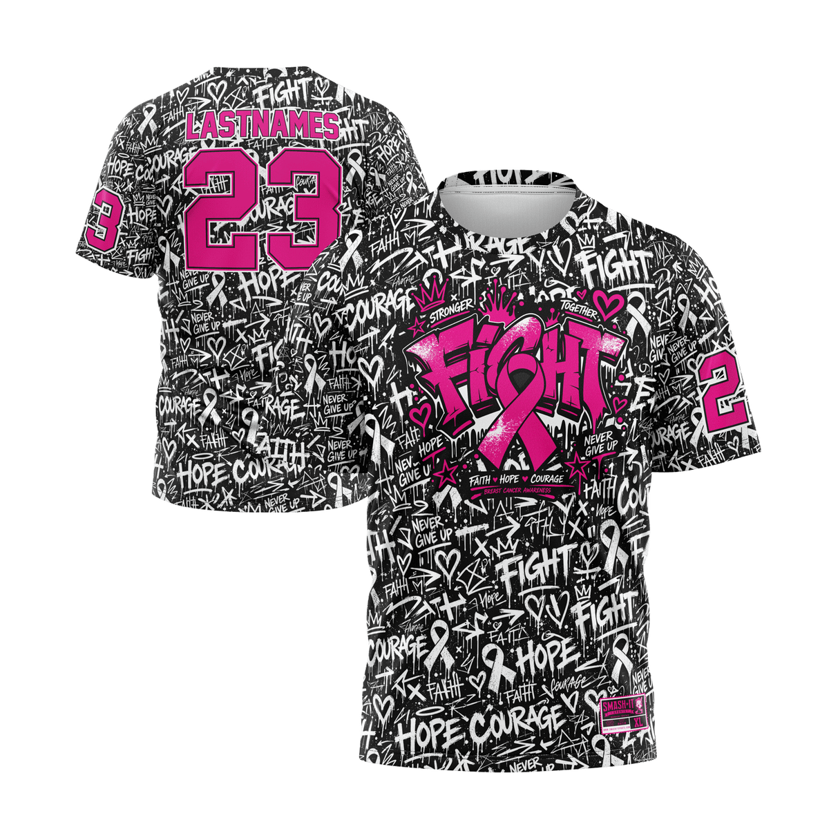 2026 Smash It Sports Breast Cancer Awareness Short Sleeve Jersey (Customized Buy-In) Graffiti