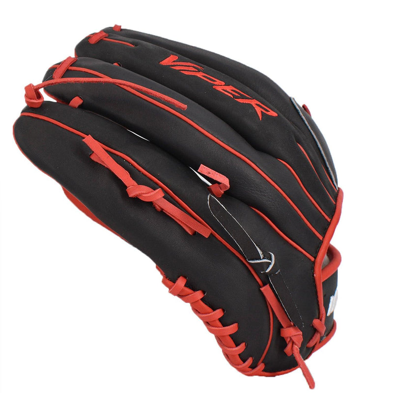Viper Premium Leather Slowpitch Softball Fielding Glove – Game Ready Edition - VIP-H-SL-BLK-RD-001 - Smash It Sports