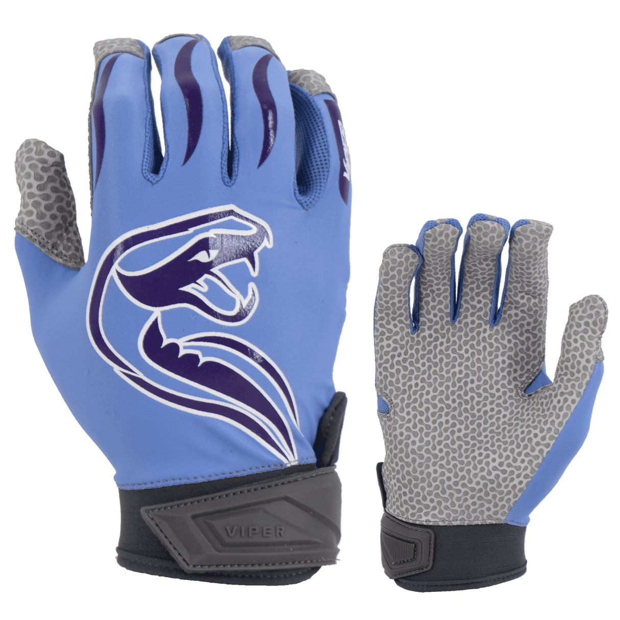 Viper Lite Premium Batting Gloves Leather Palm - Team Edition - Carolina/White/Purple - Smash It Sports