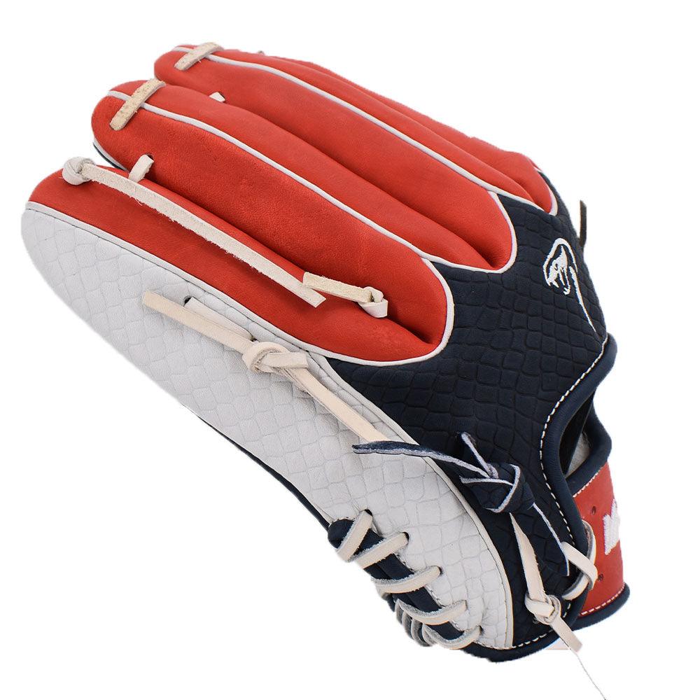 Viper Japanese Kip Leather Slowpitch Softball Fielding Glove Viper-Tip Edition White/Red/White/Navy - Smash It Sports