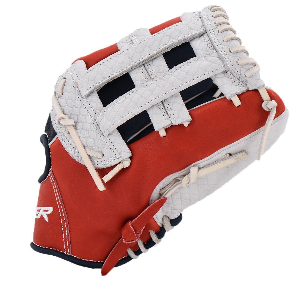 Viper Japanese Kip Leather Slowpitch Softball Fielding Glove Viper-Tip Edition White/Red/White/Navy - Smash It Sports