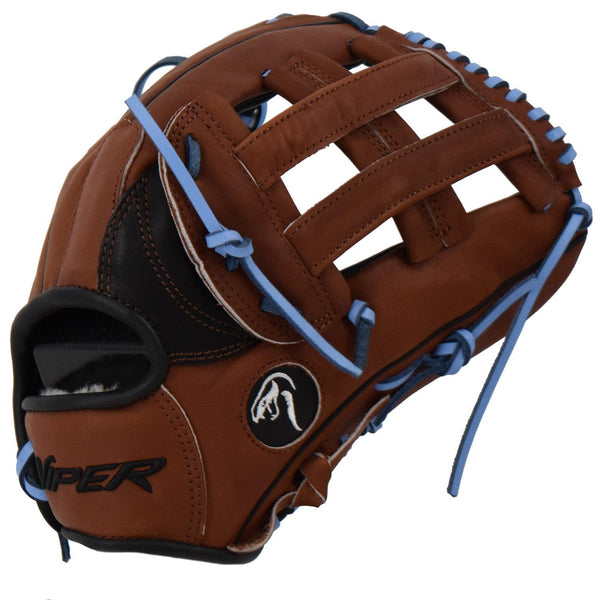 Viper Japanese Kip Leather Slowpitch Softball Fielding Glove Brown/Black/Carolina - Smash It Sports