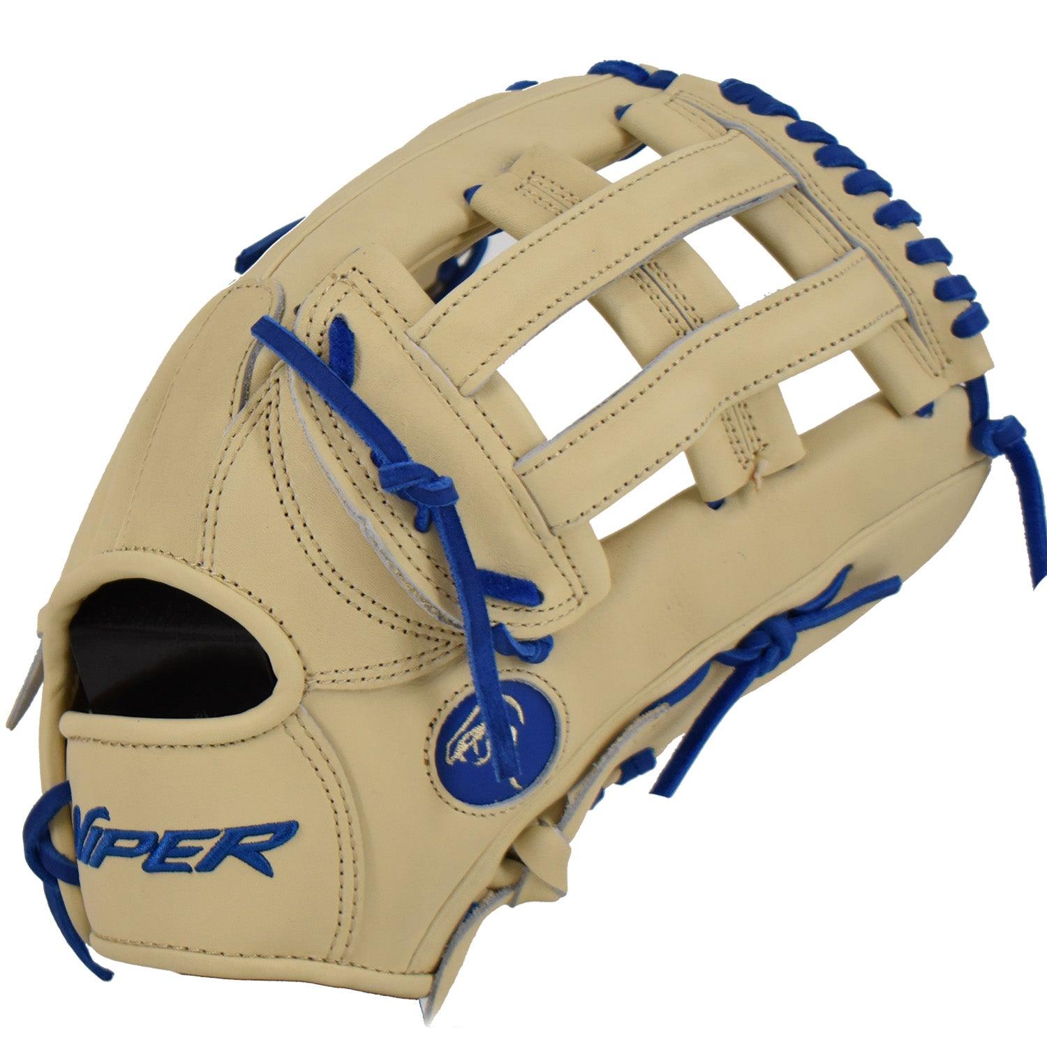 Viper Japanese Kip Leather Slowpitch Softball Fielding Glove Cream/Royal - Smash It Sports