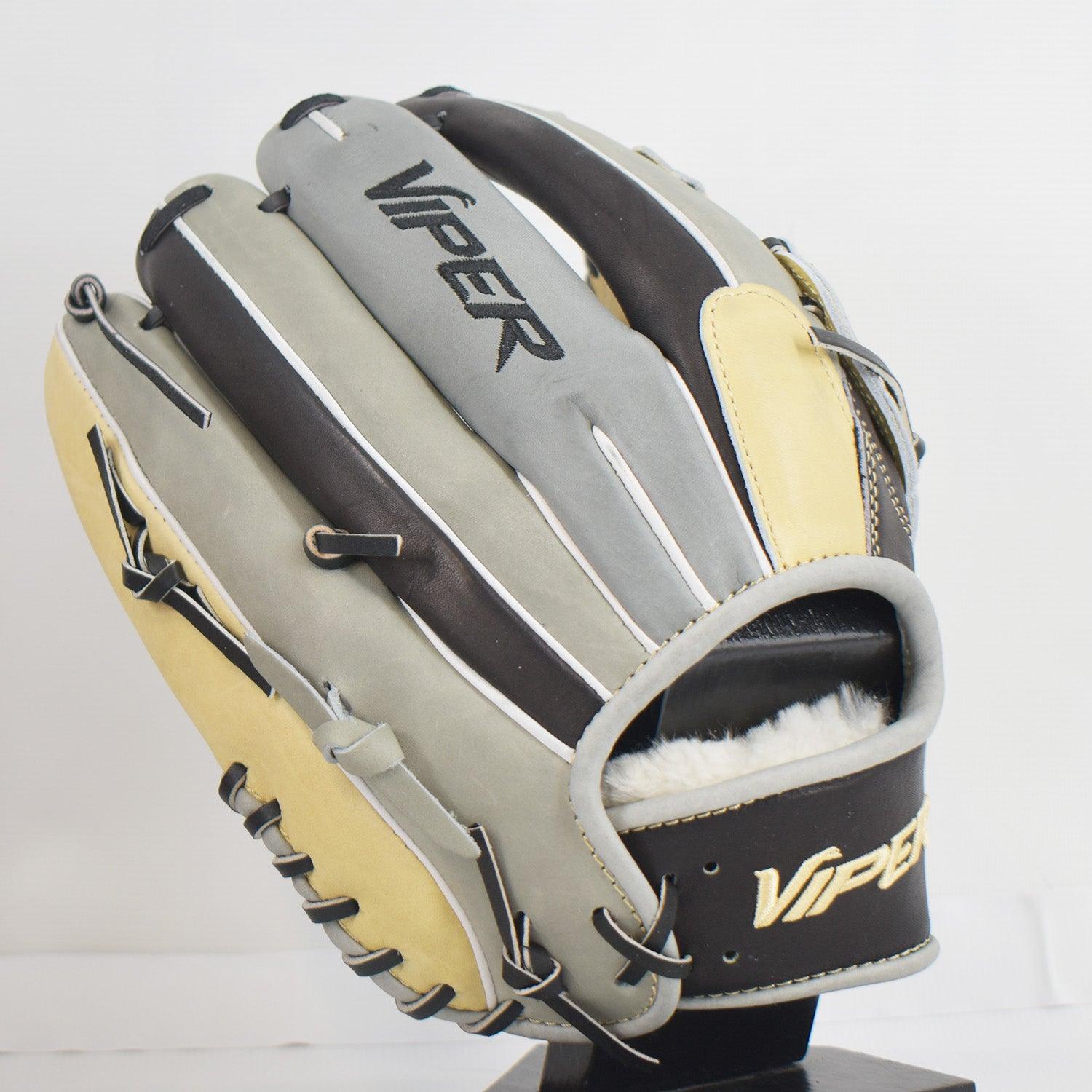 Viper Japanese Kip Leather Slowpitch Softball Fielding Glove Tan/Black/Grey - Smash It Sports