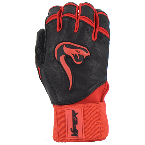 Viper Grindstone Long Cuff Batting Glove - Black/Red - Smash It Sports