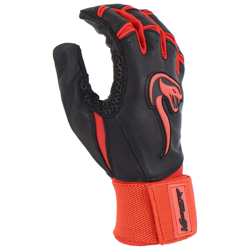 Viper Grindstone Long Cuff Batting Glove - Black/Red - Smash It Sports