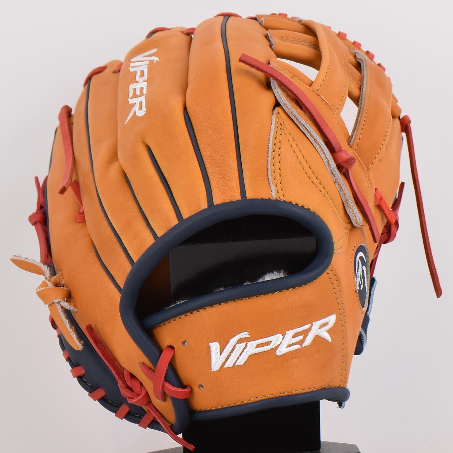 Viper Japanese Kip Leather Slowpitch Softball Fielding Glove - Tan/Navy - Smash It Sports