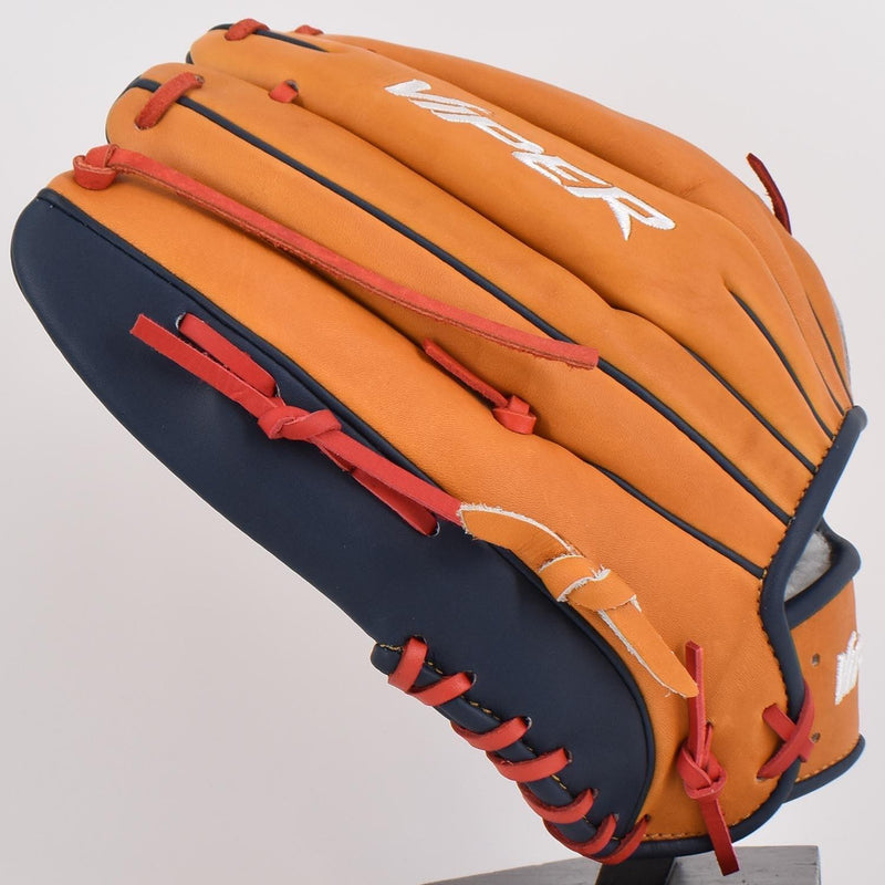 Viper Japanese Kip Leather Slowpitch Softball Fielding Glove - Tan/Navy - Smash It Sports