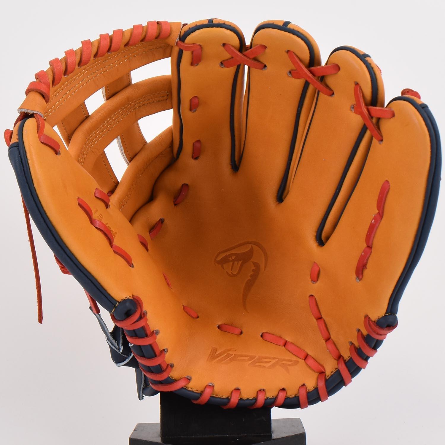 Viper Japanese Kip Leather Slowpitch Softball Fielding Glove - Tan/Navy - Smash It Sports